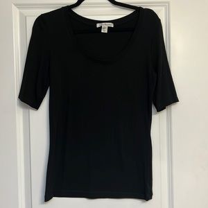 Susan Bristol Elbow Sleeve Black Top - M